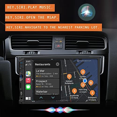 Apple Carplay ve Android Auto ile Uyumlu Çift Din Araba Stereo, Yedek Kamera Dokunmatik Ekranlı 7 inç Araba Radyosu, Destek
