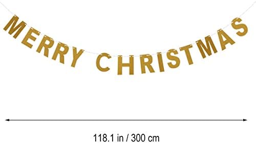 Noel Süs Amosfun 3 Metre Glitter Merry Christmas Bunting Afiş Kağıt Çelenk Dekorasyon Noel Kapı Duvar asılı dekorlar Ev Ofis