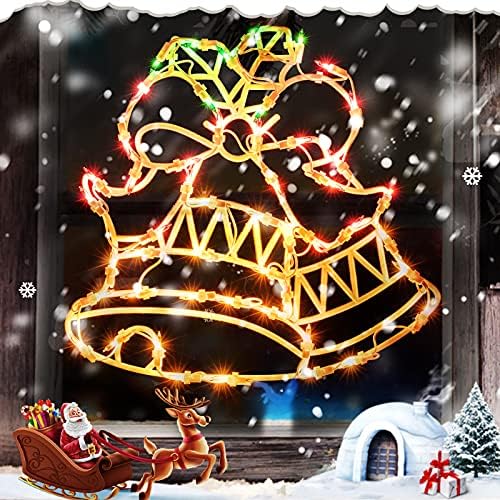 16 İnç Noel pencere siluet ışıkları süslemeleri, 2 paketi ışıklı Noel Baba ve Noel ağaçları Pencere siluet ile 100 ampuller