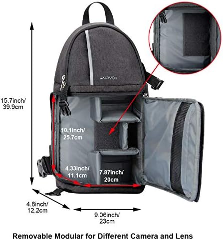 ARVOK Kamera Omuz Çantası, Yağmur Kapağı ve tripod tutucu ile Su geçirmez Kamera Sırt Çantası, Nikon Sony Fujifilm DSLR, SLR