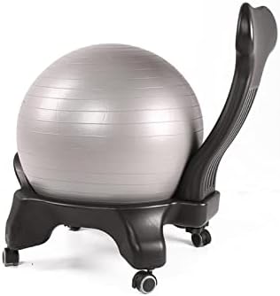 Cajolg Yoga Topu Sandalye Anti-Patlama Yoga Topu Denge Topu Sandalye Tabure Tekerlekler ve Sırt Desteği ile Doğum Topu Sandalye