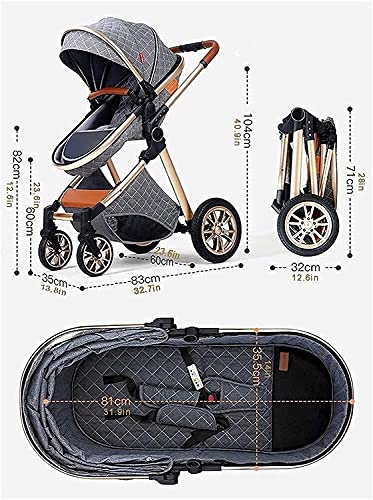 Bebek Arabası Yenidoğan Toddler Arabası Arabası Araba Koltuğu Combo, Ayarlanabilir Yüksek Görünüm Puset ve Puset Babys için,