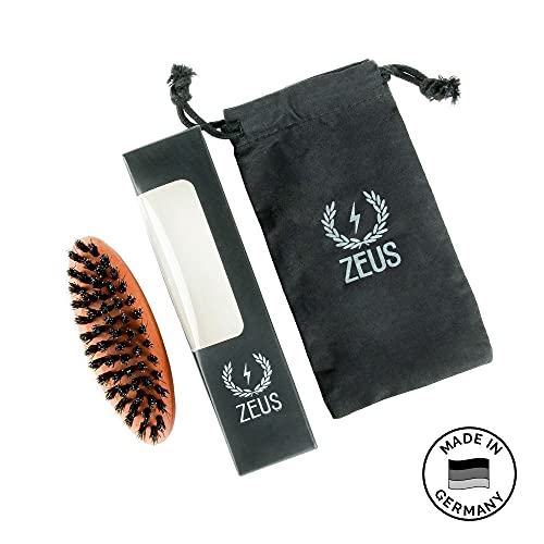 ZEUS Erkekler için %100 Domuzu Kıl Cep Sakal Fırçası, Seyahat Sakal Saç Fırçası-Almanya'da Üretilmiştir (YUMUŞAK KILLAR) -