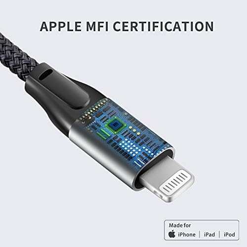 USB c Yıldırım Kablosu TXTECH [MFi Sertifikalı]Naylon Örgülü Yıldırım USB c Tipi Kablo iPhone 12 mini ile Uyumlu/12/11/11 Pro
