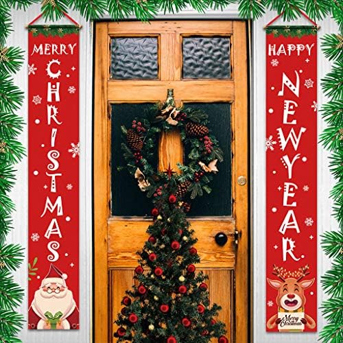DSDecor Noel Yeni Yıl Kapı Afiş Sundurma Burcu Asılı Afiş Bayrak Ev Duvar Kapalı Açık Noel Partisi Süslemeleri için (Stil 2,