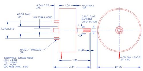 MSS Döner Solenoid, Saat Yönünün Tersine, 9.0 Volt DC Sürekli (%100) Görev, 2.75(70 mm) Çap X 1.04 (26 mm) L - ABD'de üretilmiştir