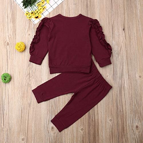 Bebek Kız Sonbahar Giysileri, Toddler Kız Uzun Kollu Fırfır Eşofman Pantolon 2 Adet Kıyafetler Set Tops