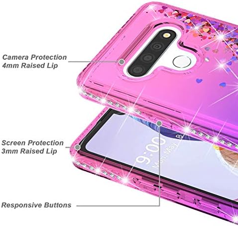 LG Stylo 6 Kılıf ile uyumlu, LG K71 Kılıf Degrade Quicksand Serisi Glitter Bling Akan Sıvı Yüzer TPU Tampon Yastık Kızlar Kadınlar