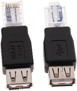 2 Adet Siyah USB A Dişi Ethernet Erkek Adaptör Konnektör Yönlendirici