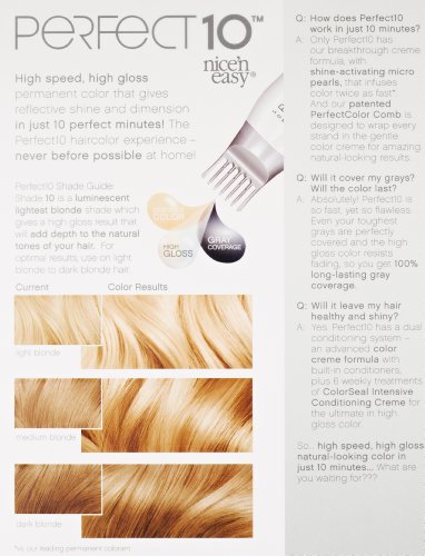 Clairol Nice'n Easy Perfect 10 Kalıcı Saç Boyası, En Hafif 10 Sarı Saç Rengi, 2 Adet