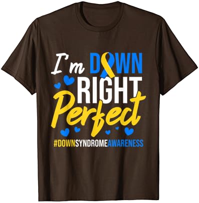 Aşağı Sağ Mükemmel Dünya Down Sendromu Farkındalık Günü Şerit T-Shirt