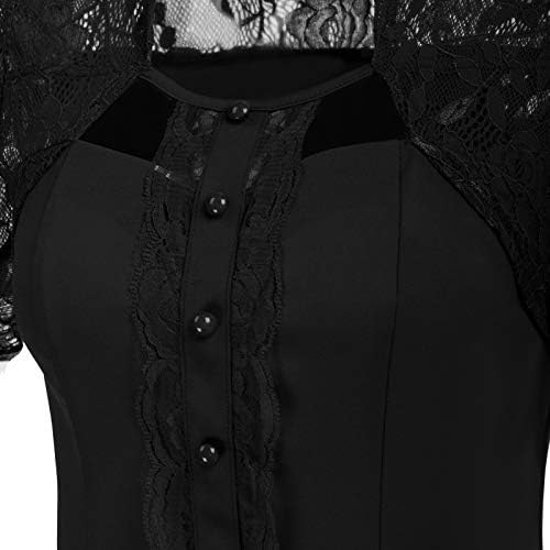 Scarlet Darkness Victorian Kısa Dantel Kollu Gömlek Standı Yaka Bluz Tops