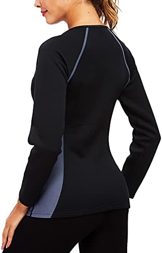 ZJHTK Neopren Sauna Takım Elbise Ter Ceket kadın Zip Uzun Kollu Zayıflama Gömlek Spor Egzersiz Bel Traine Spor Ceket