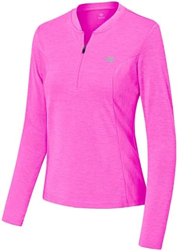 JINSHI Kadın Golf POLO Gömlek 1/4 Zip Kazak Tenis Spor Uzun Kollu Gömlek