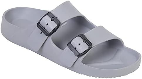 Unisex Slaytlar Sandalet erkek kadın Ayarlanabilir Çift Toka Hafif EVA Konfor Footbed Düz Kayma Sandalet Kemer Desteği ile