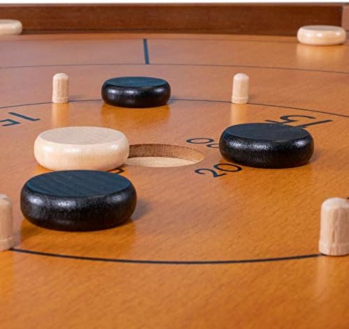 Turnuva Crokinole ve Dama-30 İnç Resmi Boyut-İki Oyuncu için Klasik El Becerisi Masa Oyunu-Kanada Mirası Aile Masa Oyunu-24
