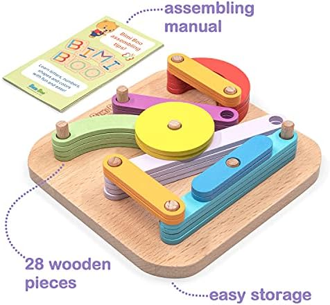 Bımı Boo 28 Pcs Okul Öncesi öğretici oyuncaklar Istifleme Blokları Bebekler için, Ahşap Harfler Numarası Şekil Bulmacalar Çocuklar