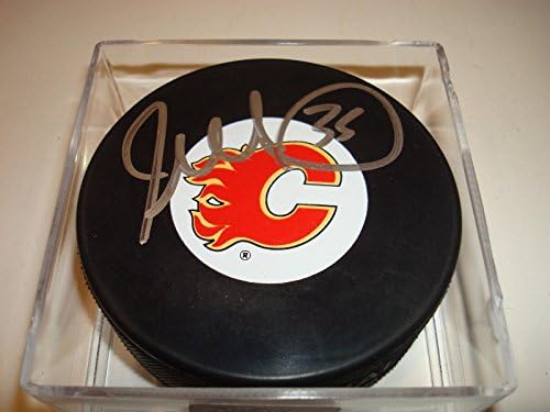 Joey MacDonald İmzalı Calgary Flames Hokey Diski İmzalı a-İmzalı NHL Diskleri
