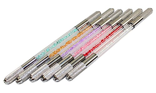 Xiaoyu Kristal Şeffaf Microblading Kalem, kalıcı makyaj kalemi Makinesi için Manuel Kaş Dövme, çift Kafa, 6 ADET