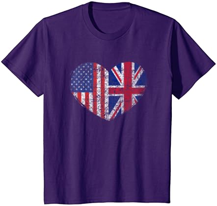 ABD Birleşik Krallık Kalp-Çifte Vatandaşlık Bayrağı Hediye Fikri T-Shirt