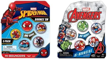 Marvel Avengers & Örümcek Adam Kabarık Topları Superballs Süper Hi Sıçrama 1.2 (8 Packs) süper Kahramanlar & Fiends Kıpır Kıpır