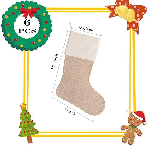 TİMOBUBBLE Noel Çuval Çorap, Noel Şömine Asılı Çorap, Aile Tatil Parti Süslemeleri Hediye DIY Craft için (13.4 inç, 6 Parça)