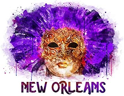 New Orleans, Louisiana, Damlayan Suluboya Maskesi (Mor ve Altın) (16x24 Galeri Kalitesinde Metal Sanat, Alüminyum Dekor)