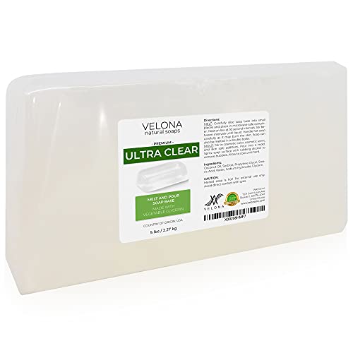 10 LB - Velona | SLS/SLES içermeyen ULTRA ŞEFFAF Gliserin Sabun Tabanı | Sabun Yapımı için En İyi Sonuç için Eritin ve Dökün