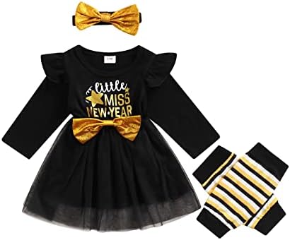 Toddler Bebek Kız 2022 Yeni Yıl Elbise Fırfır Uzun Kollu Polka Dot Tül Tutu Prenses Parti Elbiseler Bandı Kıyafet