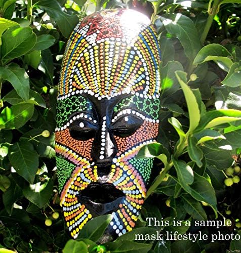 Küçük Ahşap Afrika Maske-El Boyalı Aborjin Nokta Sanat-Tribal Tiki Maskeleri duvar asılı dekorlar 9.5 İnç