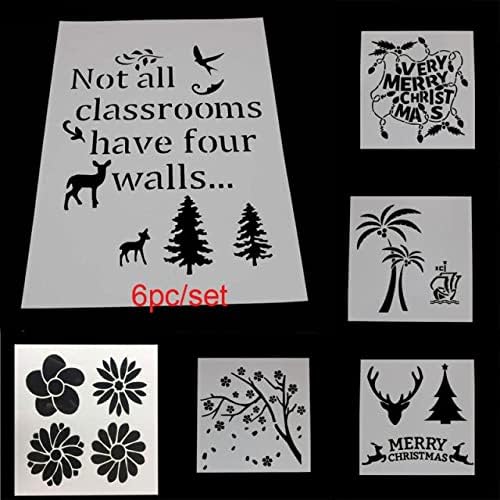 Abraha70-6pc Stencil Festivali Boyama Şablon DIY Scrapbooking Boyama Günlüğü Kabartma Aksesuarları Ofis Okul Supplies-16041